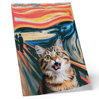 Poster A cat against a background of vivid, abstract painting.