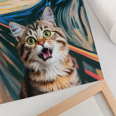Cat poster with a vivid abstract background
