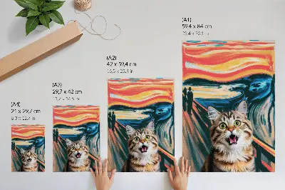 Cat poster with a vivid abstract background