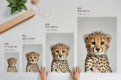 Art print featuring a minimalist cute cheetah on a delicate background