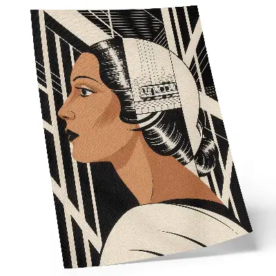 Woman's profile geometric lines wall art modernist style print