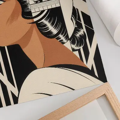 Woman's profile geometric lines wall art modernist style print