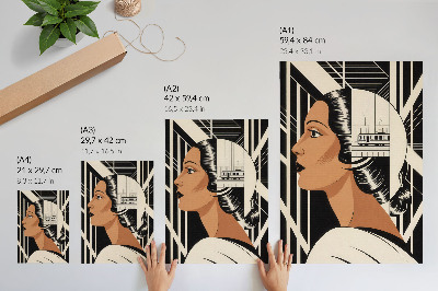 Premium wall art Woman's profile geometric lines modernist style
