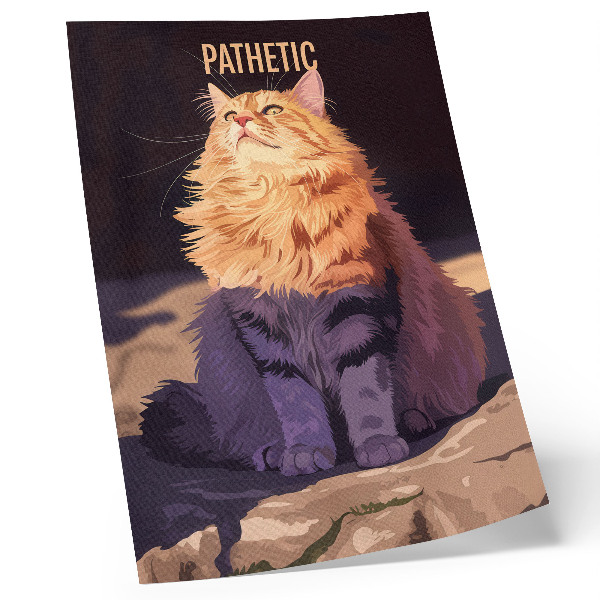 Decorative poster Cat with text orange gray beige