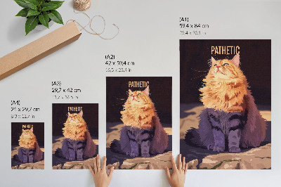Decorative poster Cat with text orange gray beige