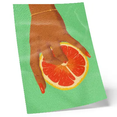 Hand with grapefruit pop art wall decor vibrant premium print