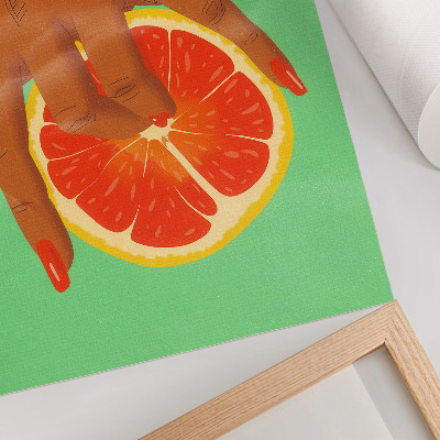 Premium wall art Hand with grapefruit vibrant colors pop art