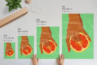 Hand with grapefruit pop art wall decor vibrant premium print