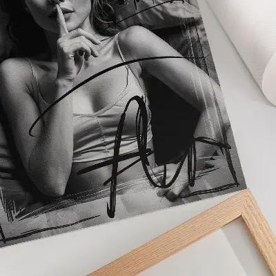 Poster black and white graffiti figure with dynamic lines