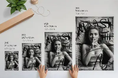 Poster black and white graffiti figure with dynamic lines