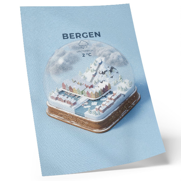 Premium wall art A miniature town in a snow globe