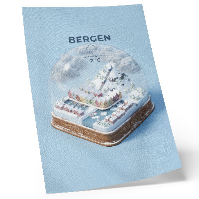 Premium wall art A miniature town in a snow globe