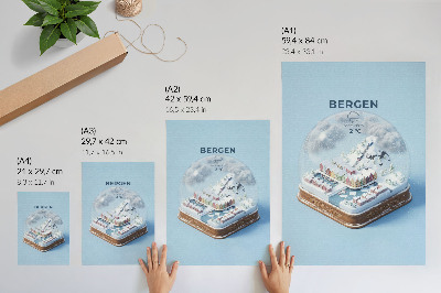 Premium wall art A miniature town in a snow globe