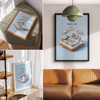 Decorative poster A miniature city in a glass snow globe