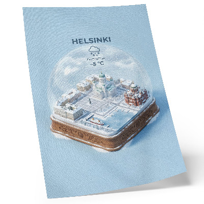 Decorative poster Miniature Helsinki in a snow globe