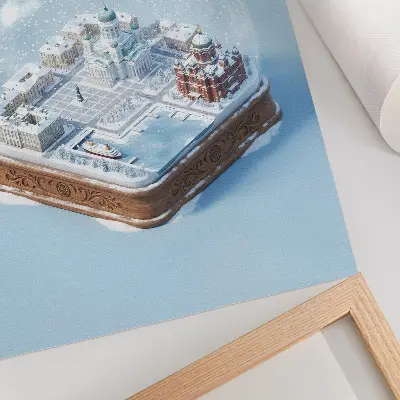 Helsinki snow globe decorative poster miniature illustration