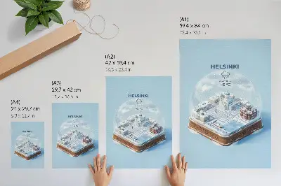 Helsinki snow globe decorative poster miniature illustration