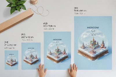 Decorative poster Miniature Moscow in a winter snow globe