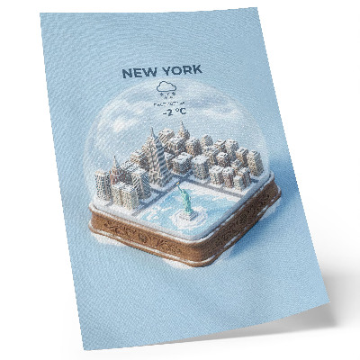 Poster Minimalist city winter snow globe