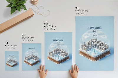 Poster Minimalist city winter snow globe