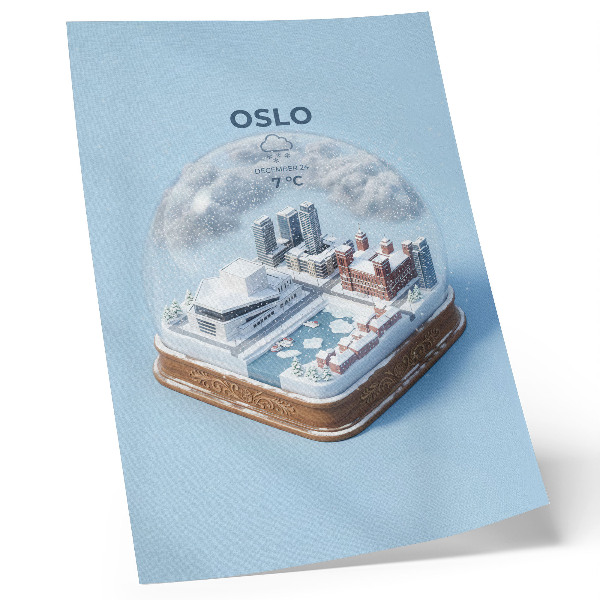 Art print A winter city under a dome in a modern style