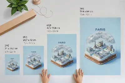 Winter Paris snow globe premium wall art