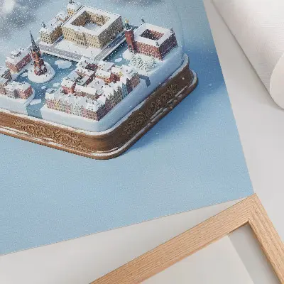 Decorative poster Stockholm in a sphere featuring modern architecture in a winter climate