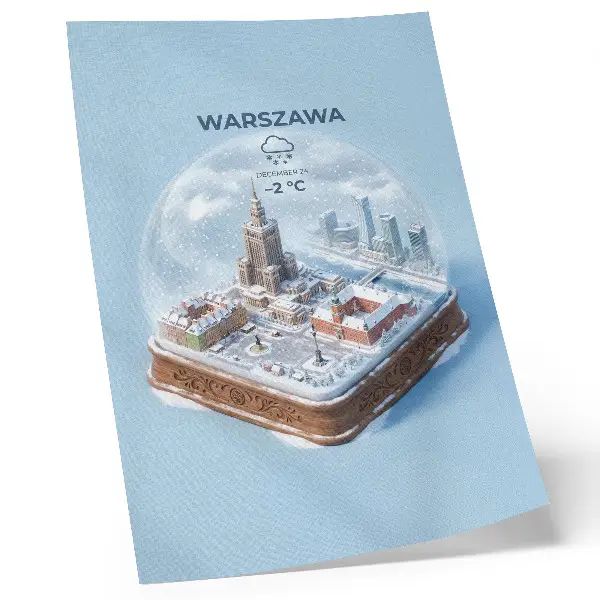 Snow globe Warsaw architecture winter scene
