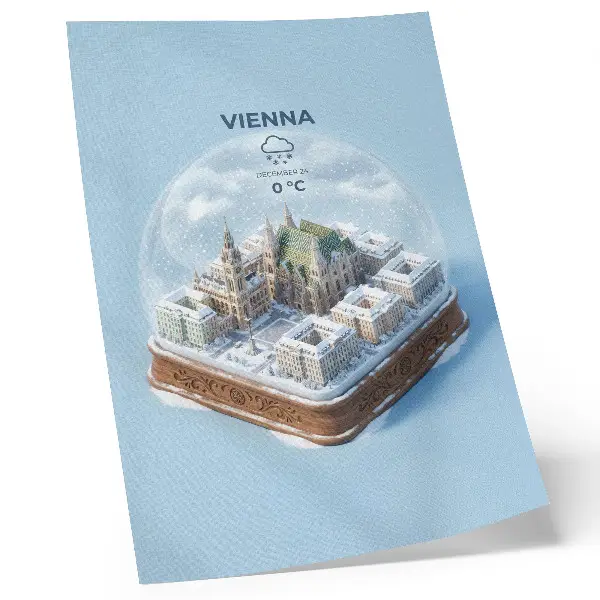 Art print a miniature panorama of Vienna inside a glass sphere