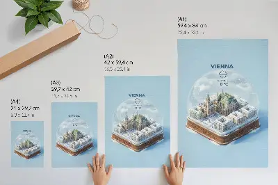 Art print a miniature panorama of Vienna inside a glass sphere