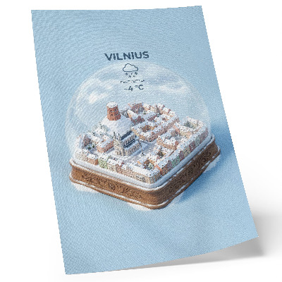 Premium wall art Miniature city in a sphere, winter atmosphere, magic