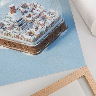 Premium wall art Miniature city in a sphere, winter atmosphere, magic