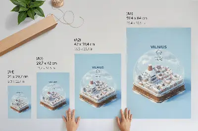 Premium wall art miniature city in a sphere with a magical winter atmosphere