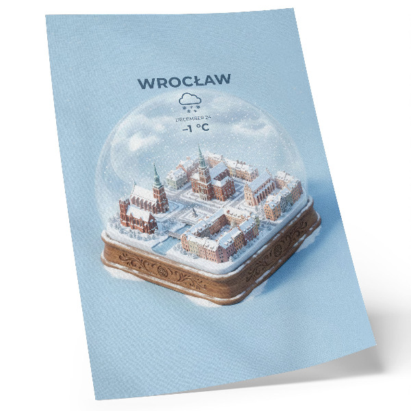 Decorative poster A miniature city in a winter glass globe
