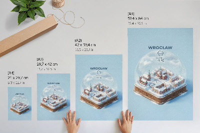 Decorative poster A miniature city in a winter glass globe