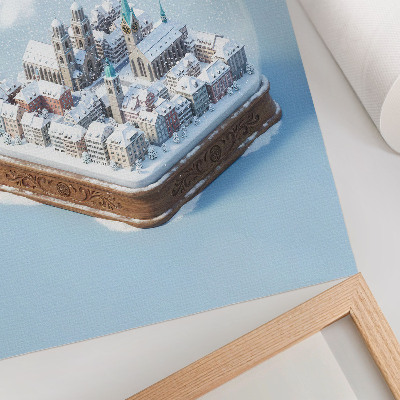 Art print City in a glass ball winter snow architecture
