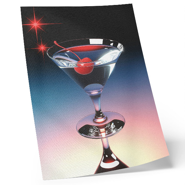 Premium wall art Elegance cocktail glass with red cherry