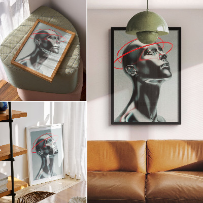 Decorative poster Futuristic sculpture modernity red gray