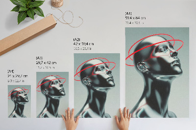 Decorative poster Futuristic sculpture modernity red gray