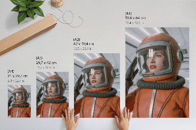 Premium wall art Space figure in a spacesuit orange modernity