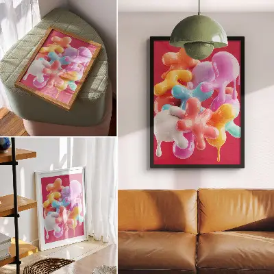 Colorful abstract forms poster modern style