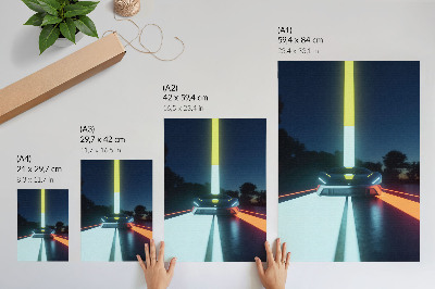 Art print Dynamic lines futuristic car night