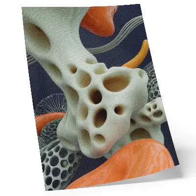 Premium wall art abstract forms in cream orange and navy blue