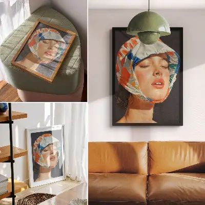 Poster modernity contrast color realism headgear