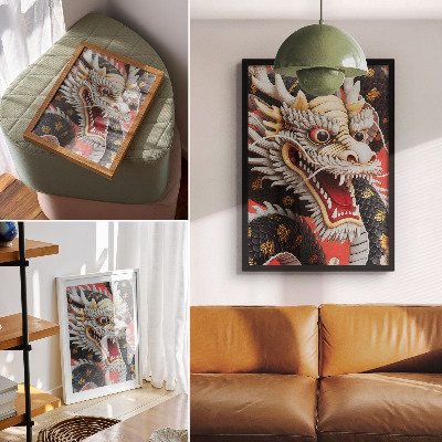 Art print Decorative dragon with intricate details