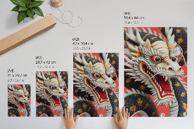 Art print Decorative dragon with intricate details