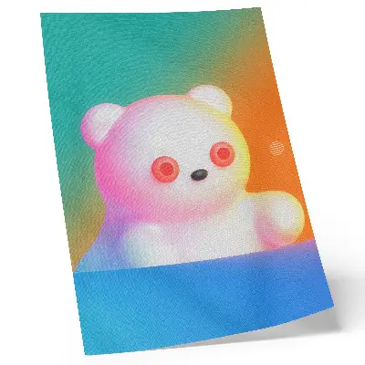 Colorful teddy bear decorative poster modern style with a gradient background