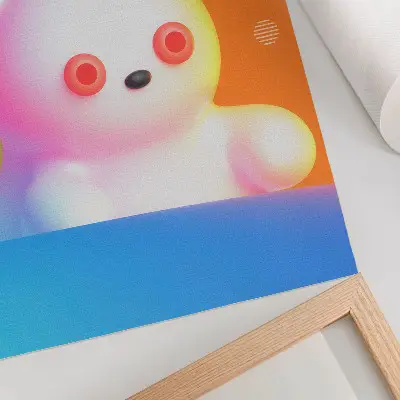 Colorful teddy bear decorative poster modern style with a gradient background