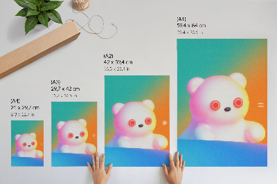 Decorative poster Colorful teddy bear on a gradient background, modern style