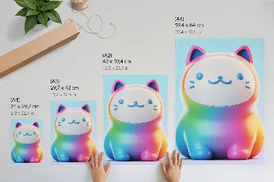 Premium wall art rainbow cat in a modern gradient style